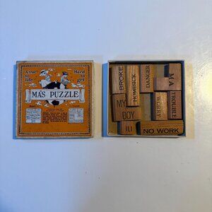 Mas Puzzle Vintage Wooden Brainteaser Game Set In Original Box